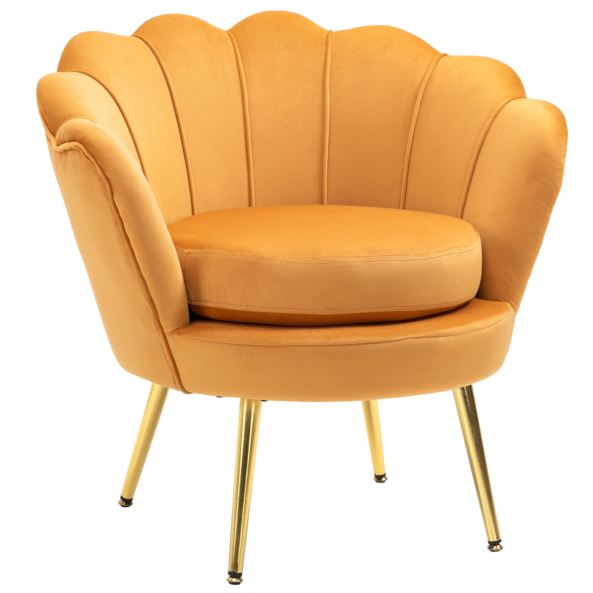 Modern Accent Chair Yellow Velvet-Touch Gold Legs-DECOROLALA