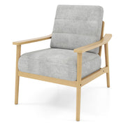 Modern Accent Chair with Rubber Wood Armrests and Legs for Living Room-Natural-Accent Chairs-DECOROLALA