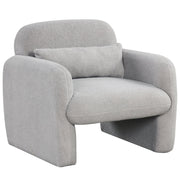 Modern Accent Chair with Waist Pillow and Armrests for Living Room Bedroom-Gray-Accent Chairs-DECOROLALA