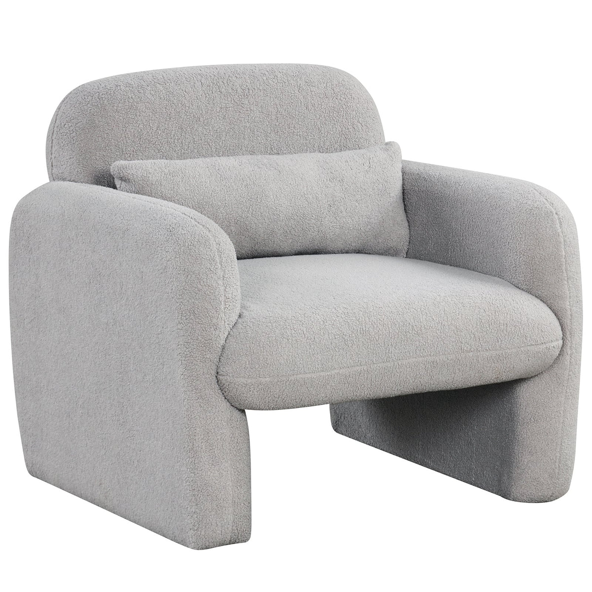 Modern Accent Chair with Waist Pillow and Armrests for Living Room Bedroom-Gray-Accent Chairs-DECOROLALA