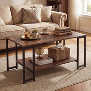 Modern Accent Table with Open Storage Shelf for Apartment and Lounge-Rustic Brown-Coffee Tables-DECOROLALA