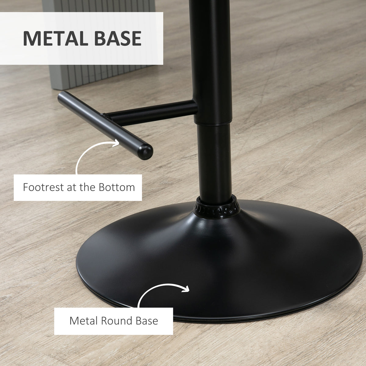 Modern Adjustable Swivel Bar Stools - Set of 2 Black PU Leather-Home Furnishings > Kitchen & Dining Furniture > Bar Stools-DECOROLALA