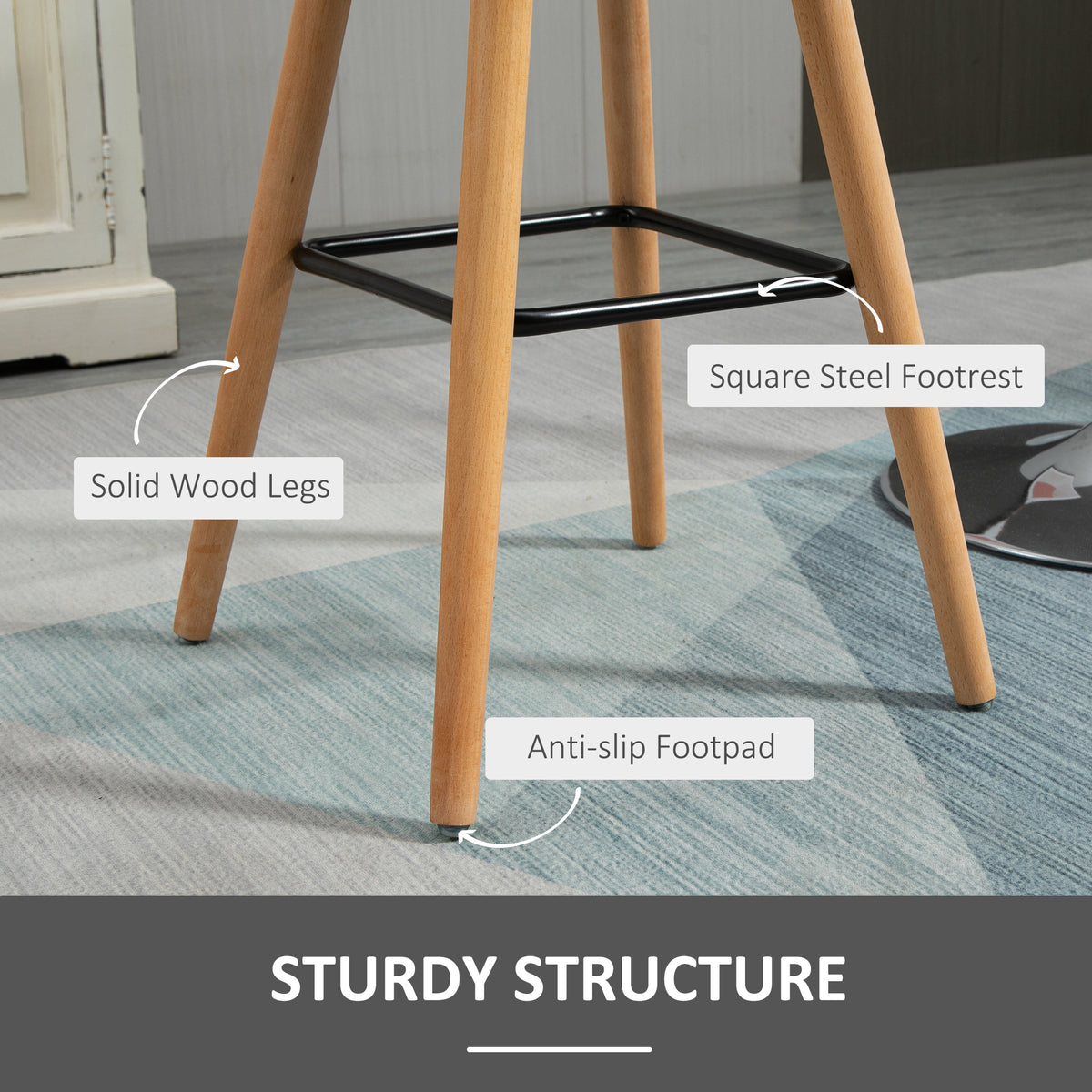 Modern Bar Stools Set of 2 - 38" Grey Upholstered Linen-Home Furnishings > Kitchen & Dining Furniture > Bar Stools-DECOROLALA