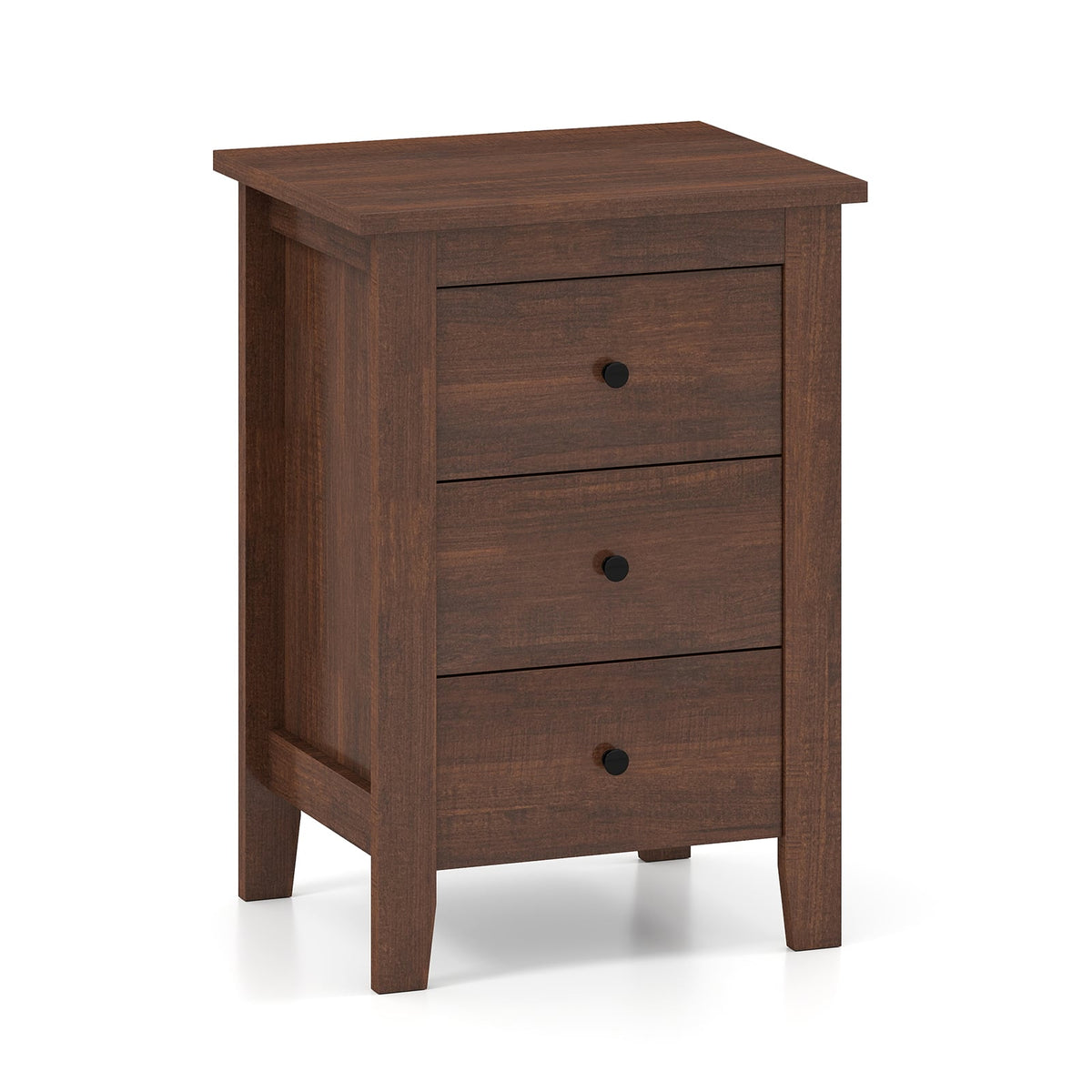 Modern Bedside Cabinet with 3 Drawers for Living Room and Bedroom-Walnut-Nightstands-DECOROLALA