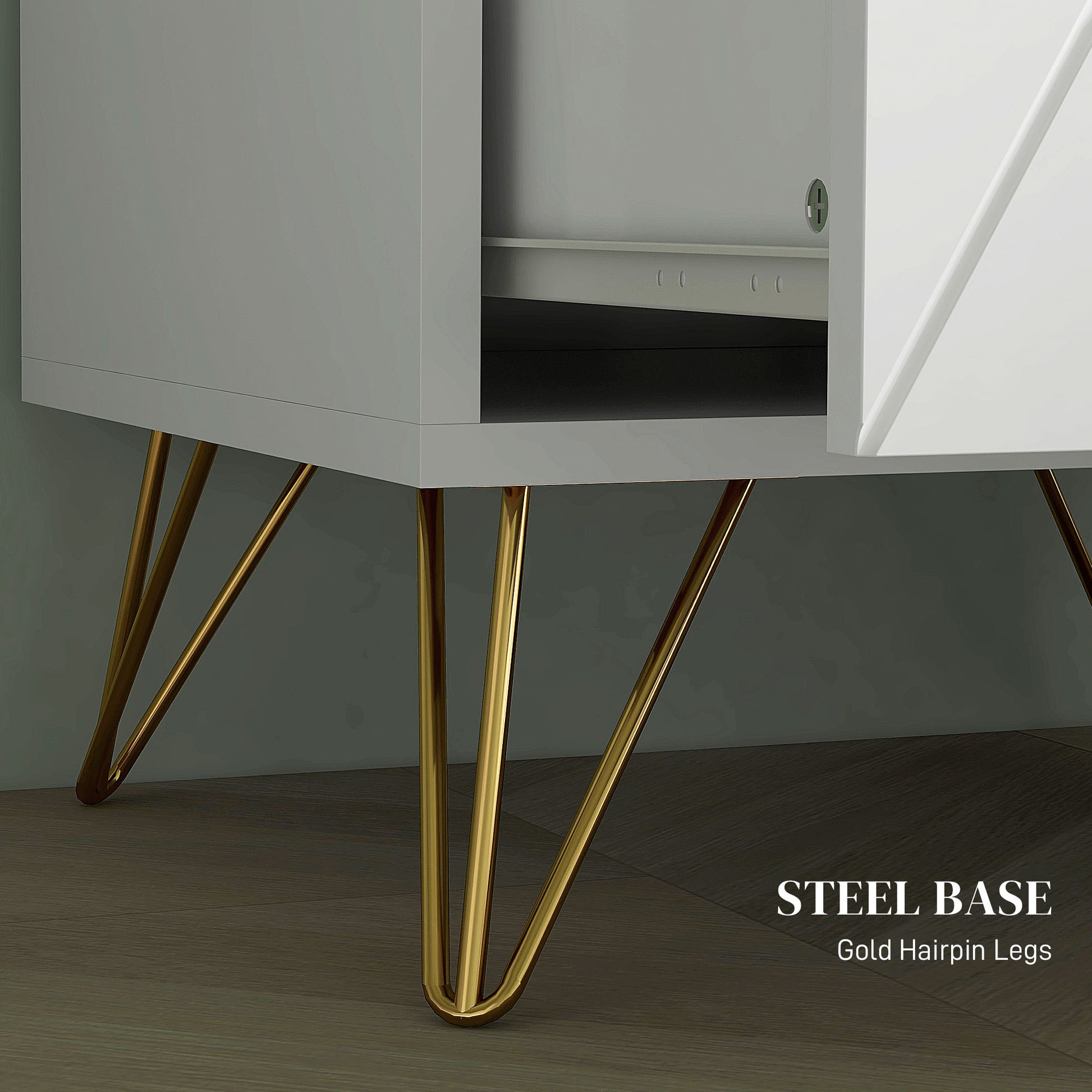 Modern Bedside Table, Accent Nightstand with 2 Drawers, Bed End Table for Bedroom, Living Room, White-Home Furnishings > Bedroom Furniture > Bedside Tables-DECOROLALA