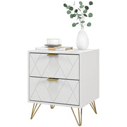 Modern Bedside Table, Accent Nightstand with 2 Drawers, Bed End Table for Bedroom, Living Room, White-Home Furnishings > Bedroom Furniture > Bedside Tables-DECOROLALA