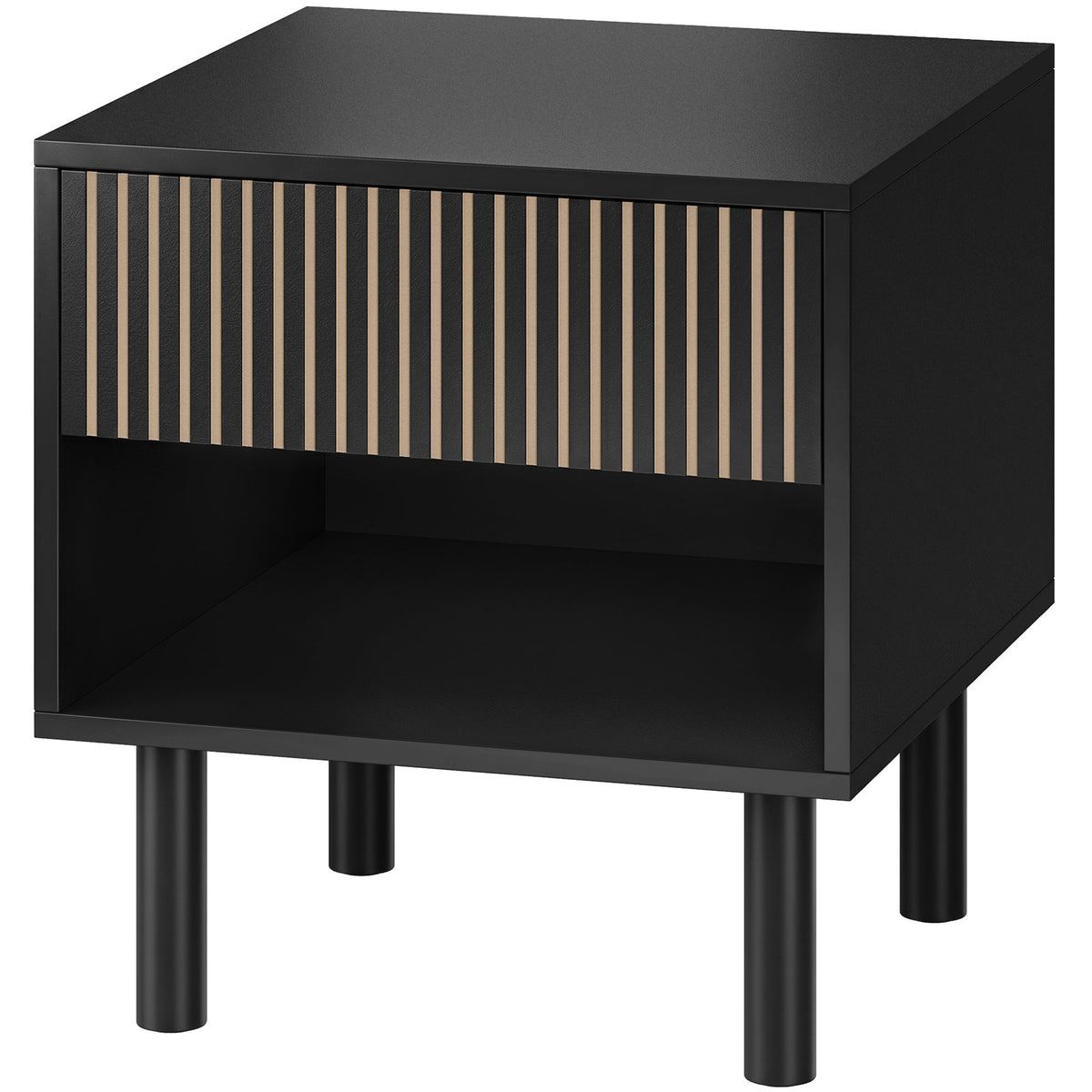 Modern Bedside Table - Black Nightstand with Drawer 18.5"-Home Furnishings > Bedroom Furniture > Bedside Tables-DECOROLALA