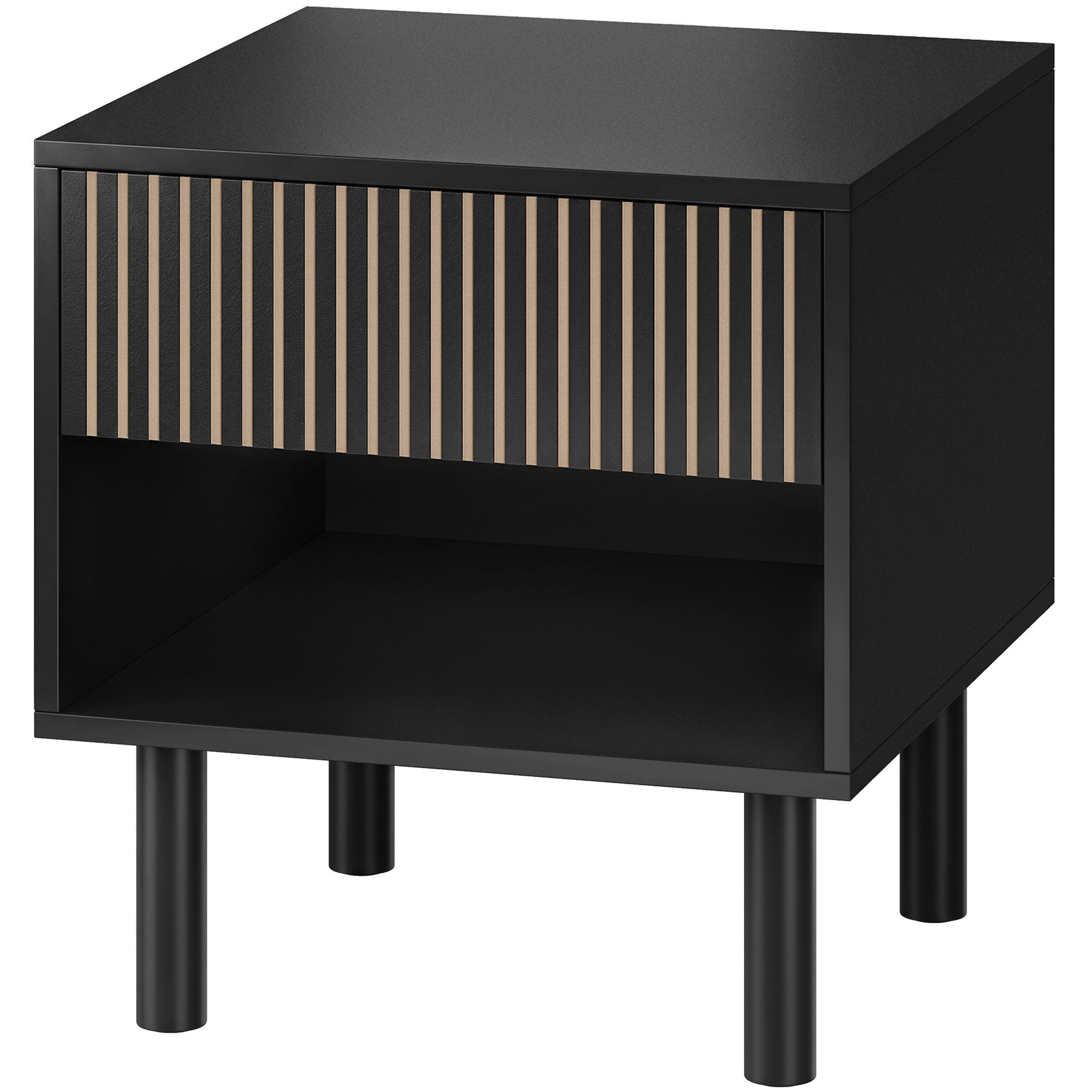 Modern Bedside Table - Black Nightstand with Drawer 18.5"-Home Furnishings > Bedroom Furniture > Bedside Tables-DECOROLALA