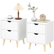Modern Bedside Table Set of 2 - White 2-Drawer Nightstand-Home Furnishings > Bedroom Furniture > Bedside Tables-DECOROLALA