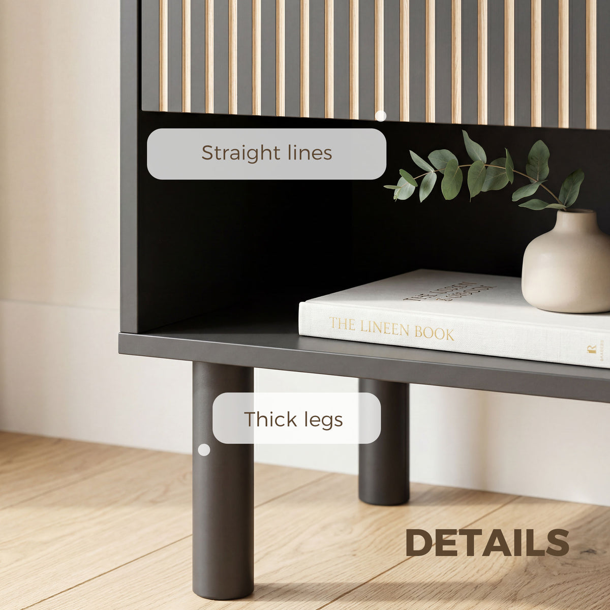 Modern Bedside Table with Drawer and Shelf - Black-Home Furnishings > Bedroom Furniture > Bedside Tables-DECOROLALA