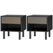 Modern Bedside Table with Drawer and Shelf - Black-Home Furnishings > Bedroom Furniture > Bedside Tables-DECOROLALA