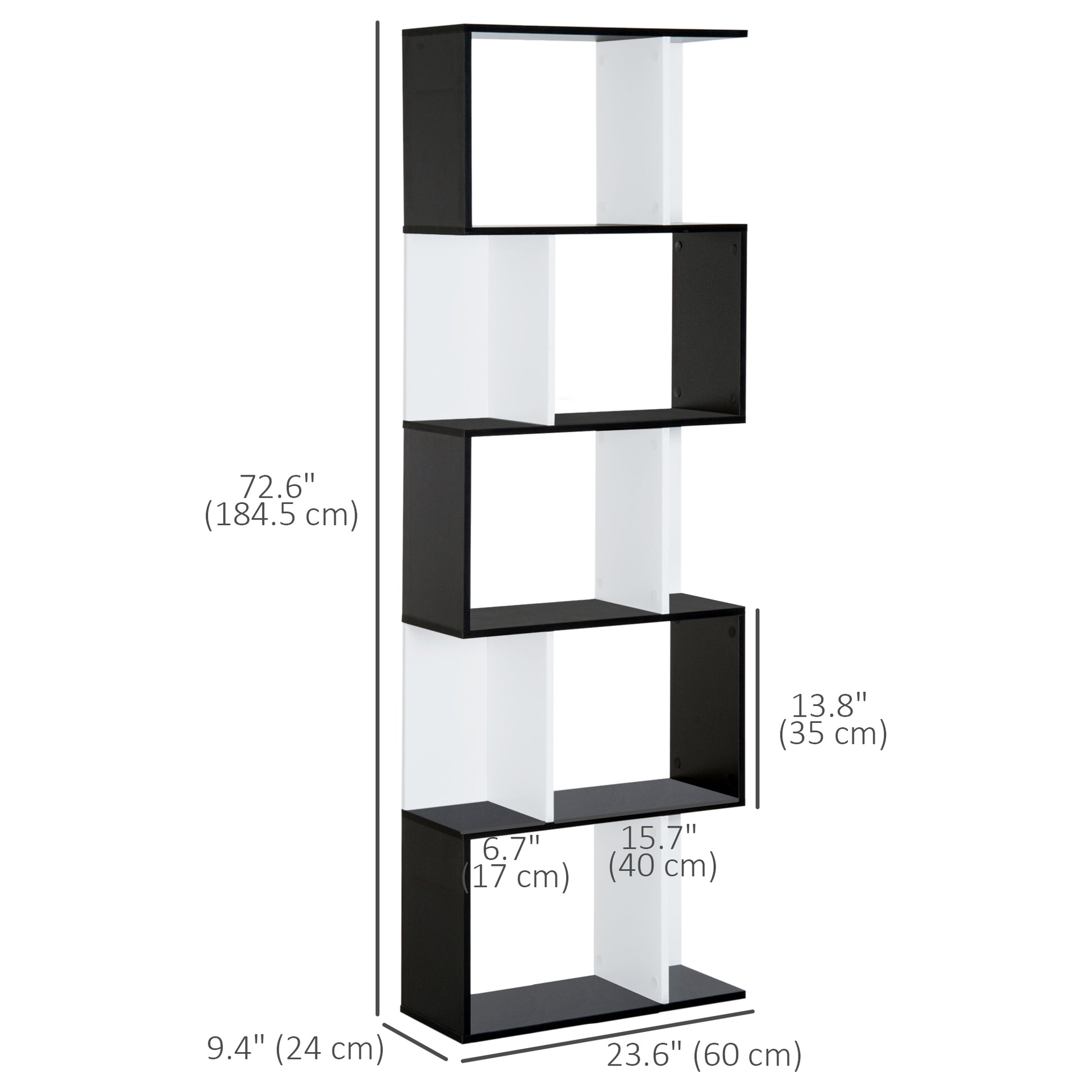 Modern Bookcase 5-Tier Display Shelf Storage Shelf Room Divider Living Room Home Office Furniture, Black-Home Furnishings > Storage & Organization > Bookshelves & Bookcases > Display Bookshelves-DECOROLALA