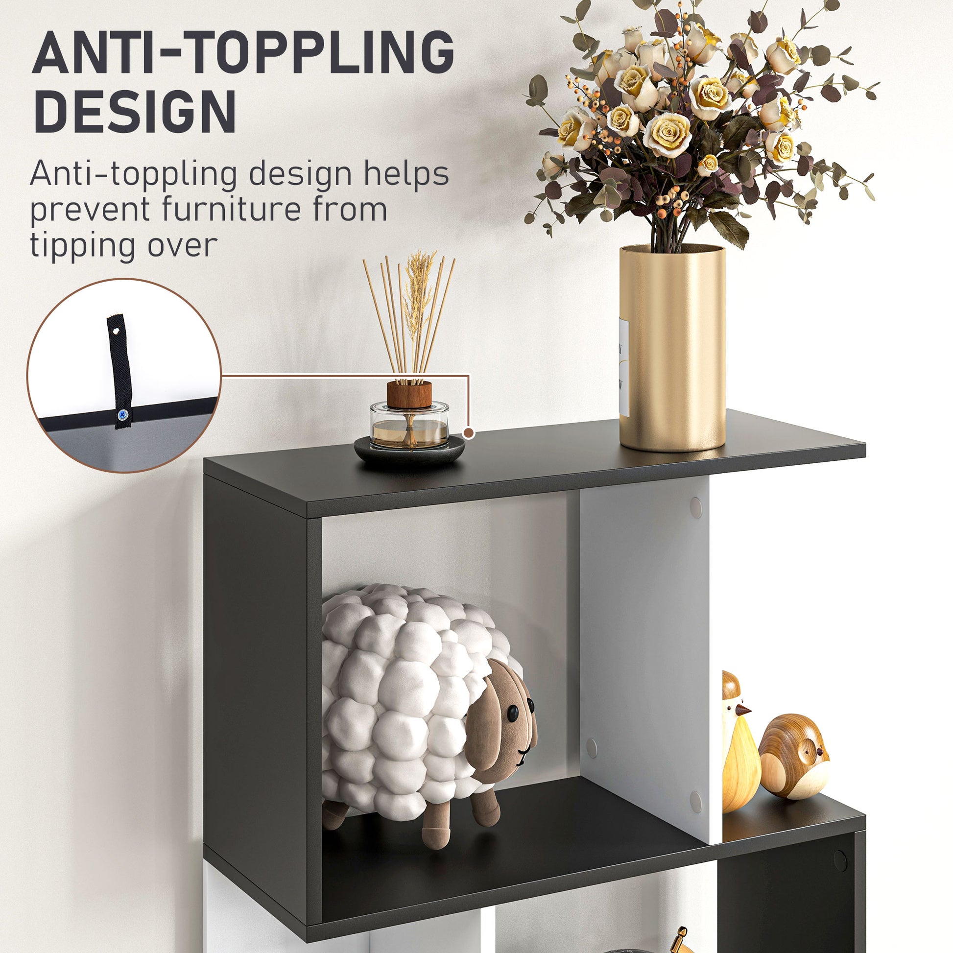 Modern Bookcase 5-Tier Display Shelf Storage Shelf Room Divider Living Room Home Office Furniture, Black-Home Furnishings > Storage & Organization > Bookshelves & Bookcases > Display Bookshelves-DECOROLALA