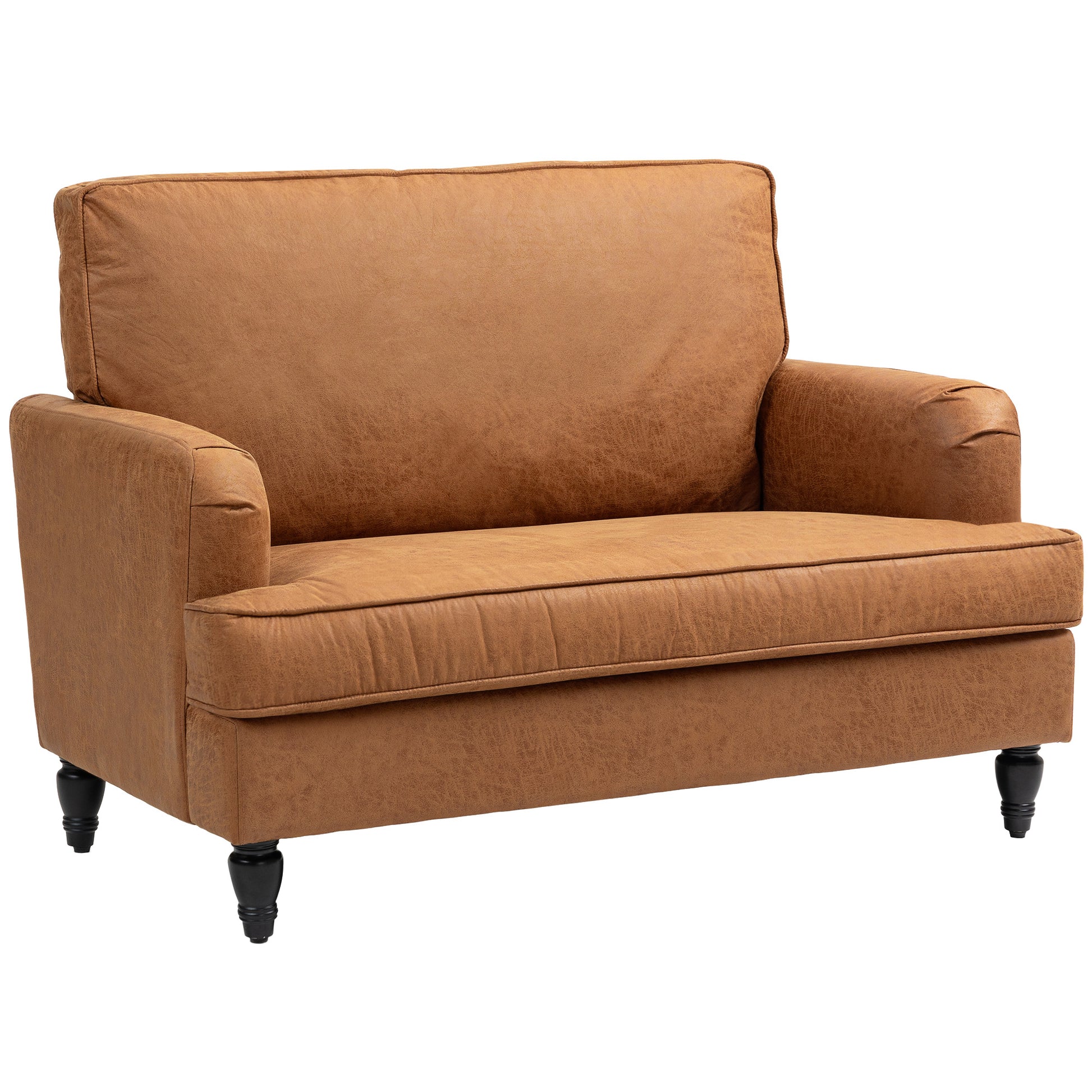 Modern Brown Accent Chair, Leathaire, Wide Seat, Relax, Living Room-DECOROLALA