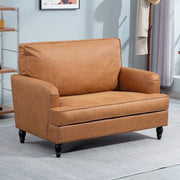 Modern Brown Accent Chair, Leathaire, Wide Seat, Relax, Living Room-DECOROLALA
