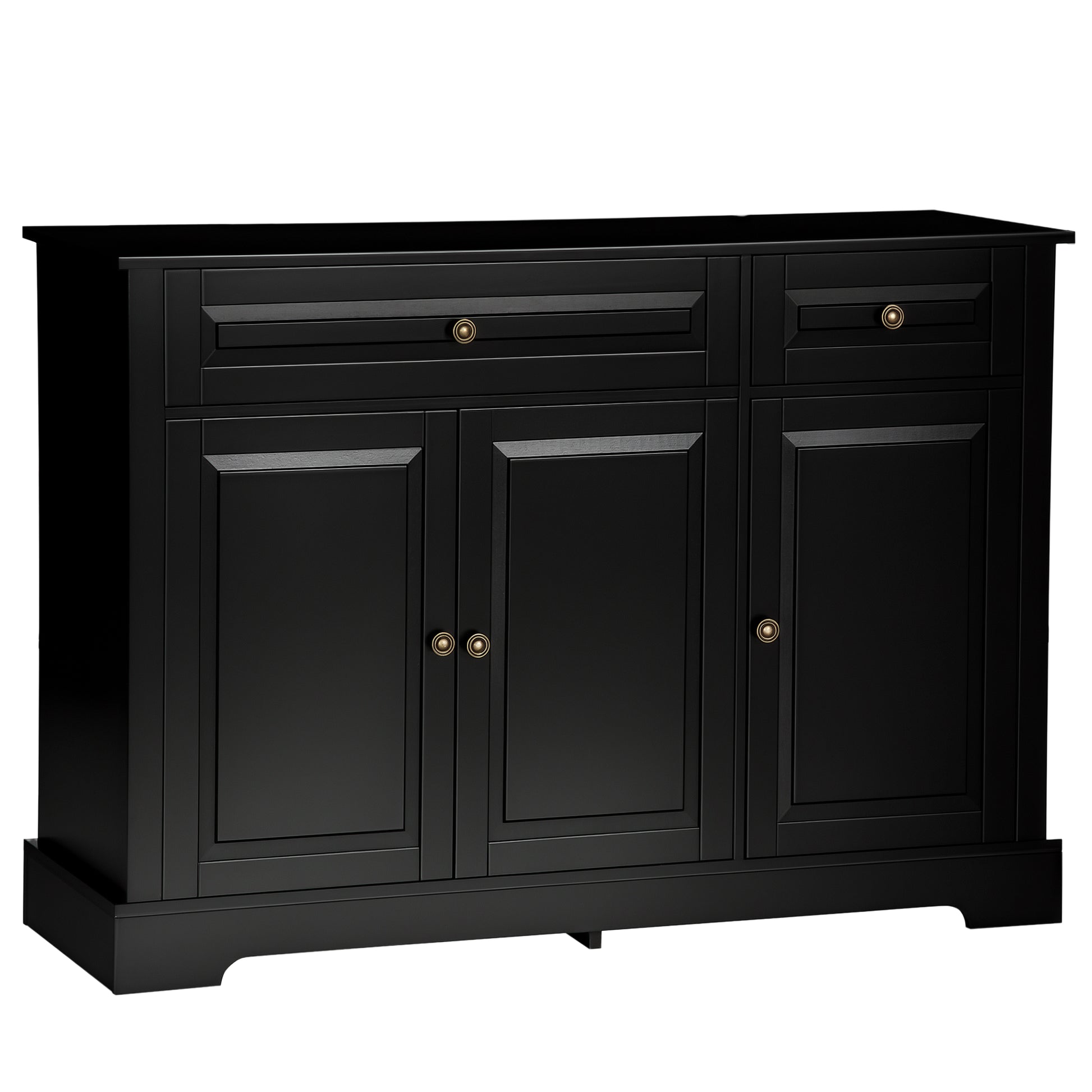 Modern Buffet Cabinet - 2 Drawers, Adjustable Shelves, Black-DECOROLALA