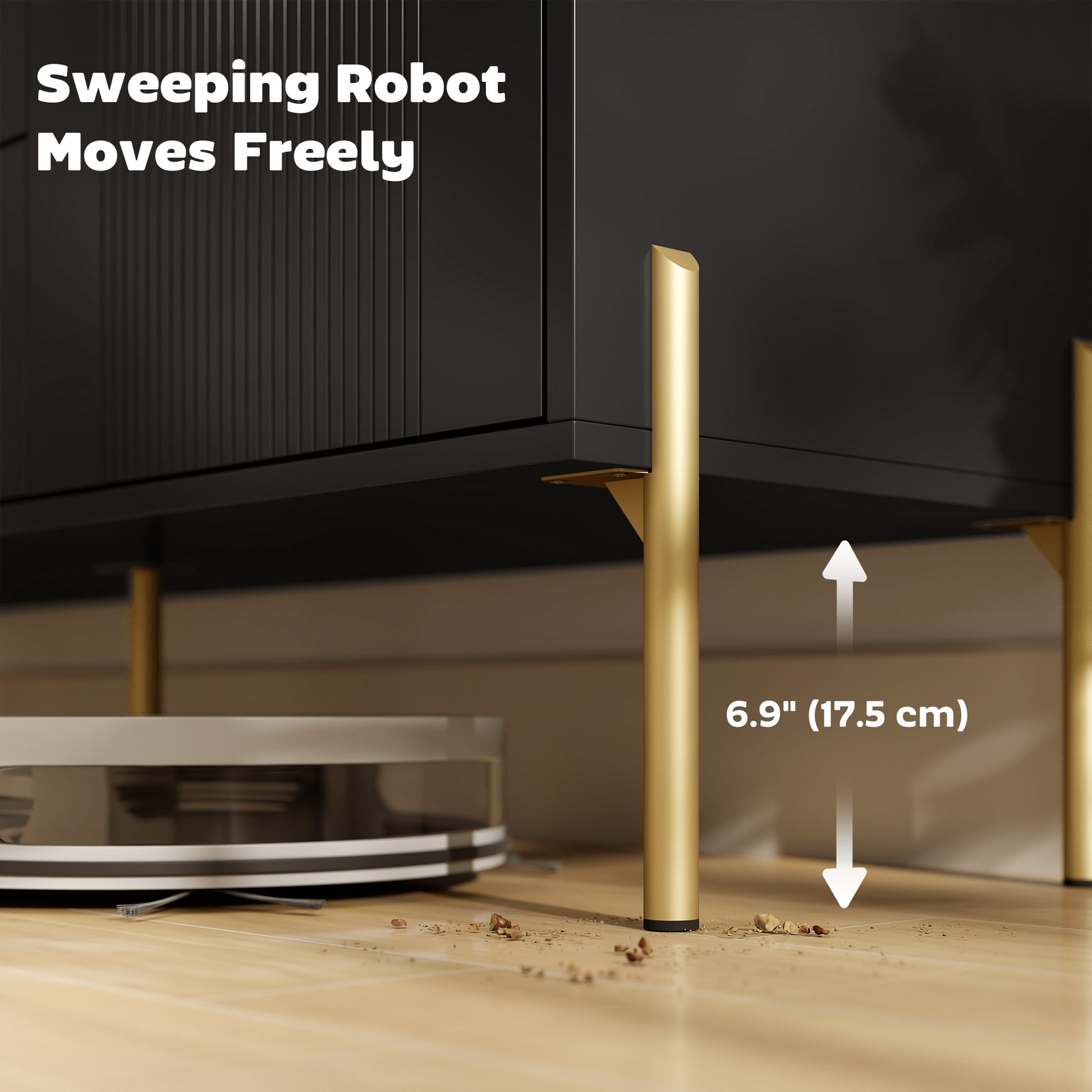 Modern Buffet Cabinet Sideboard - Black & Gold 47"-DECOROLALA