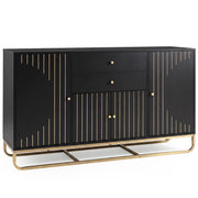 Modern Buffet Sideboard Cabinet w/ 2 Drawers & Adjustable Shelves for Dining Room-Black-Sideboards & Buffets-DECOROLALA
