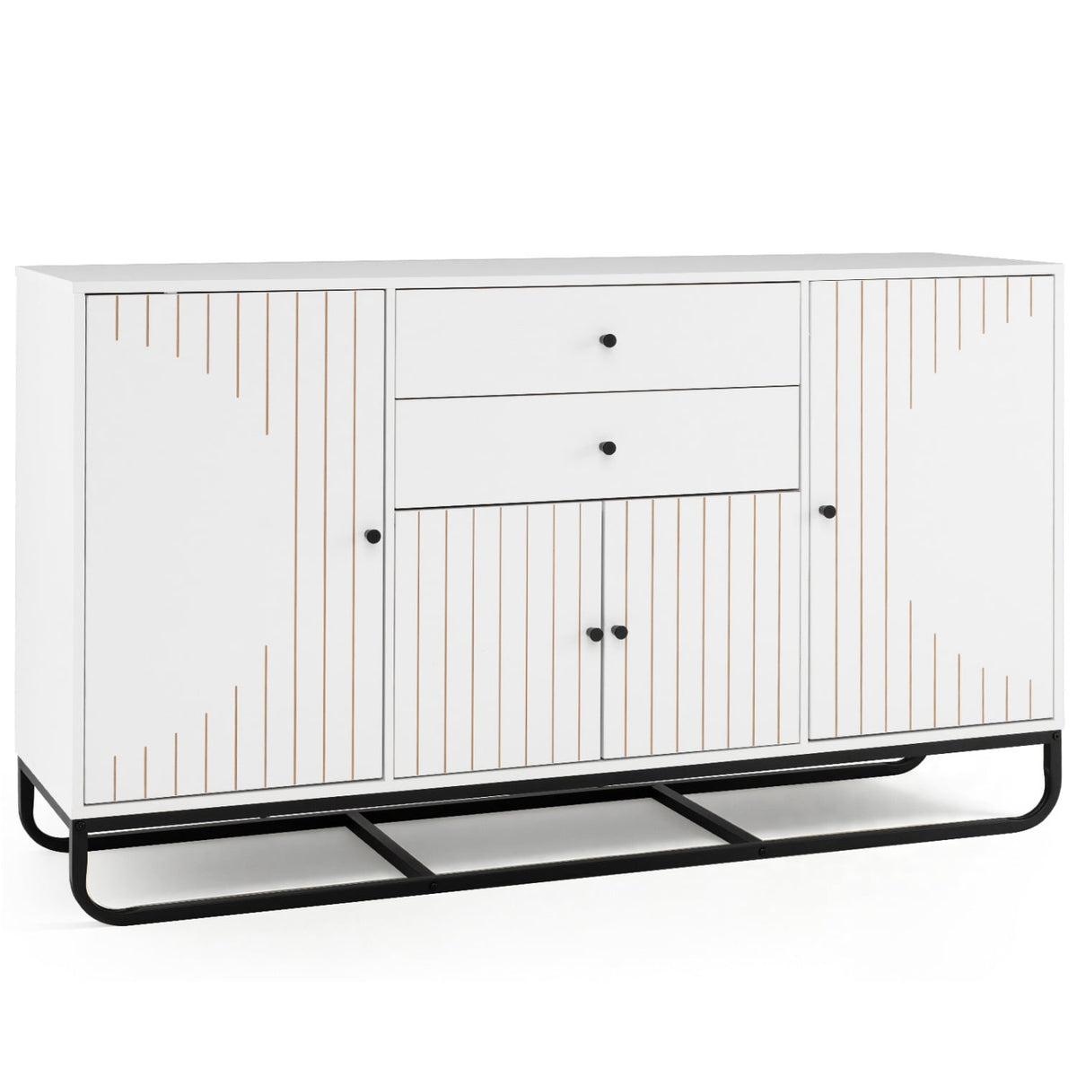 Modern Buffet Sideboard Cabinet w/ 2 Drawers & Adjustable Shelves for Dining Room-White-Sideboards & Buffets-DECOROLALA