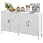Modern Buffet Storage Cabinet - Barn Door, Adjustable Shelf, White, TV Up to 65"-DECOROLALA