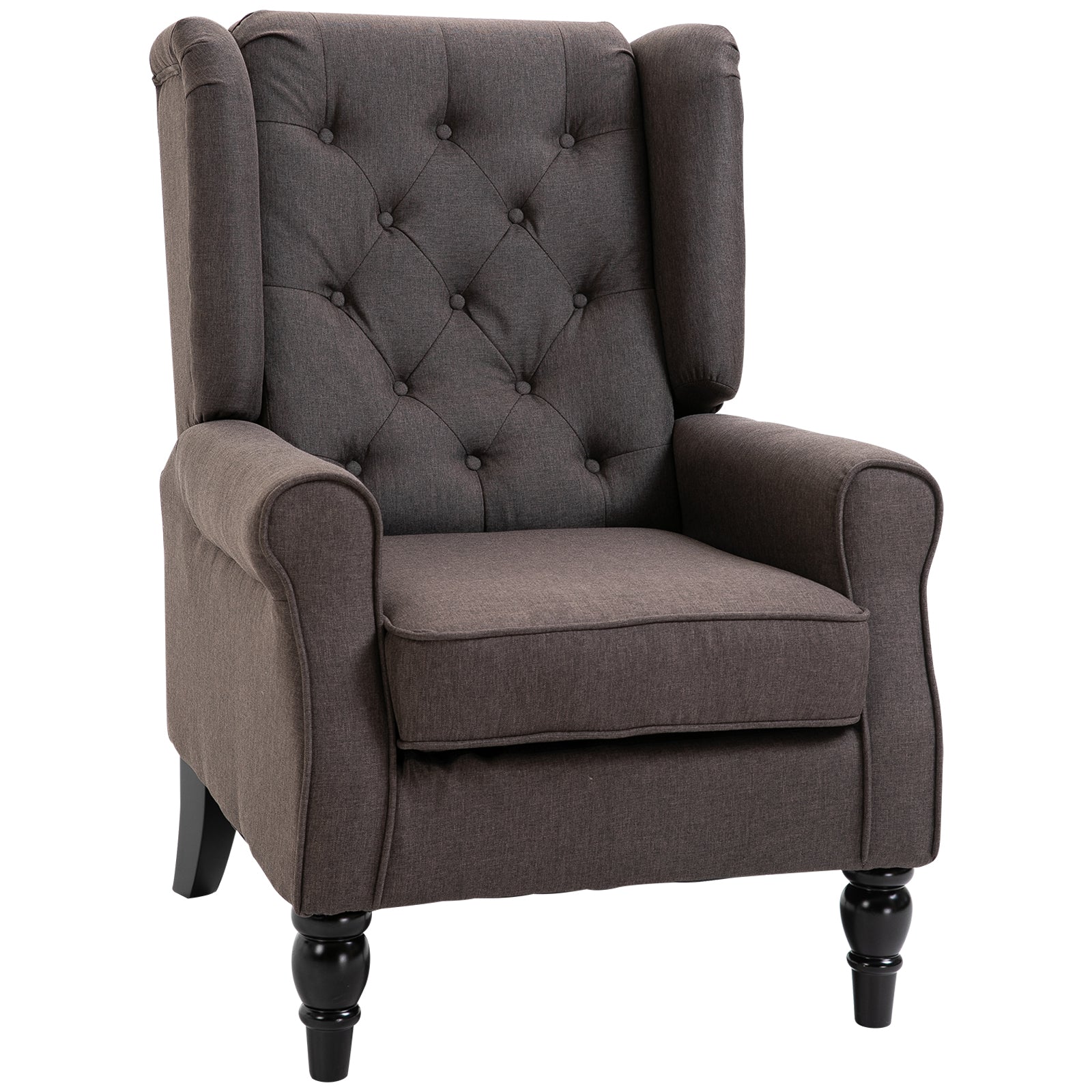 Modern Button-Tufted Accent Chair, Large Brown Living Room Wingback-DECOROLALA