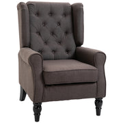 Modern Button-Tufted Accent Chair, Large Brown Living Room Wingback-DECOROLALA