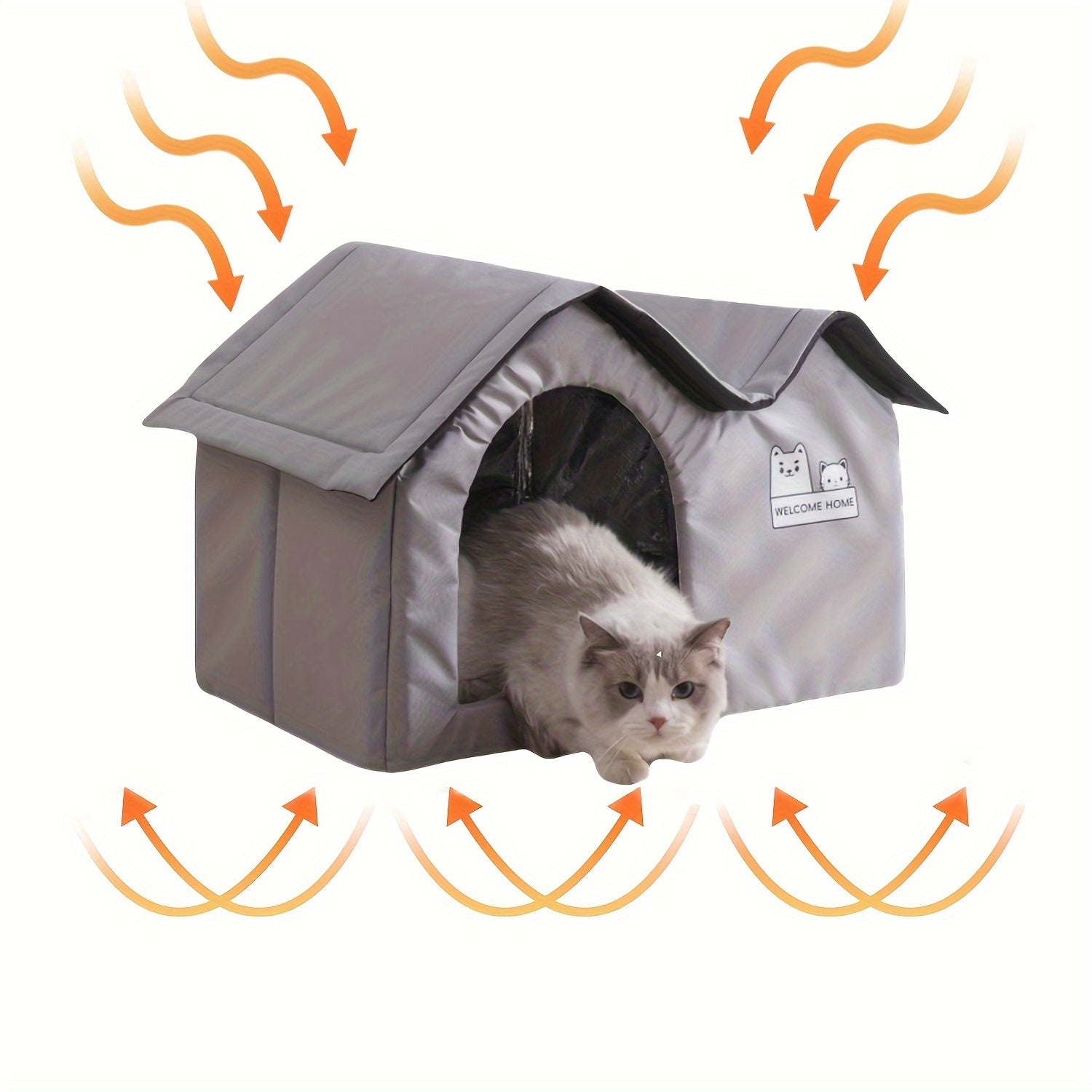 Modern Cat Dog Bed House - Light Gray 38x60x42cm with Blanket-DECOROLALA