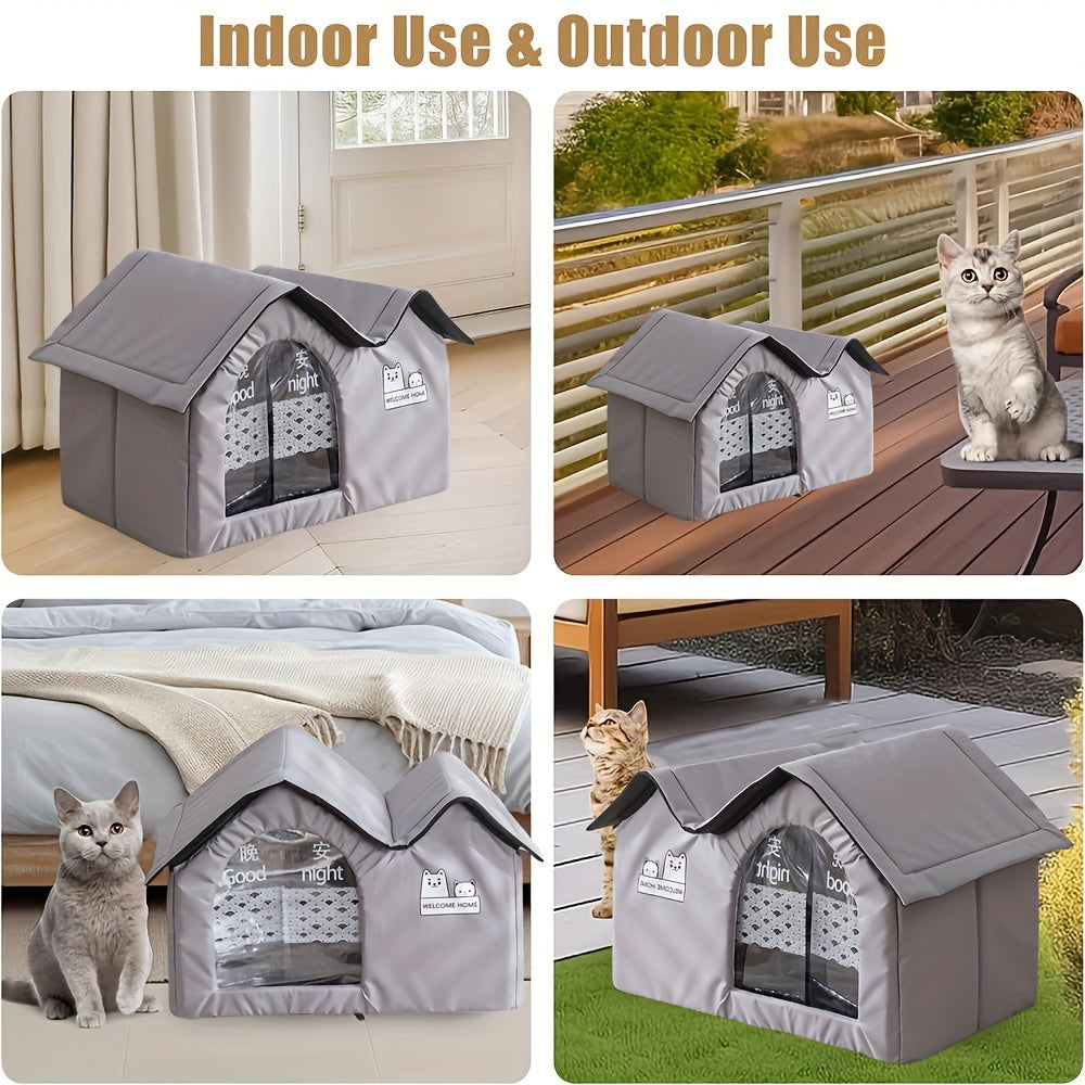 Modern Cat Dog Bed House - Light Gray 38x60x42cm with Blanket-DECOROLALA