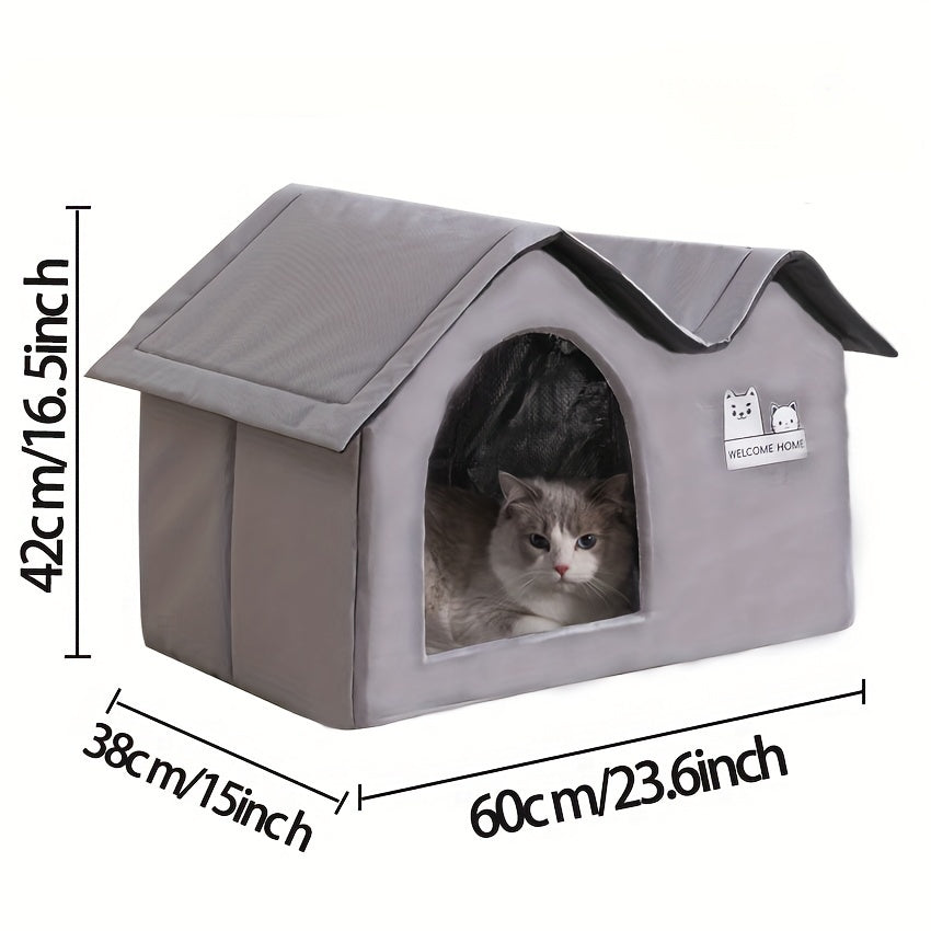 Modern Cat Dog Bed House - Light Gray 38x60x42cm with Blanket-DECOROLALA