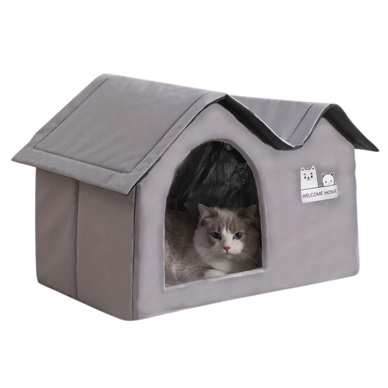 Modern Cat Dog Bed House - Light Gray 38x60x42cm with Blanket-DECOROLALA