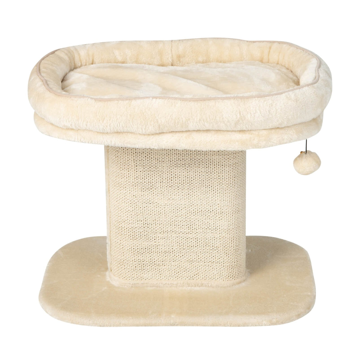 Modern Cat Tree Tower with Large Plush Perch and Sisal Scratching Plate-Beige-Cat Trees & Scratchers-DECOROLALA