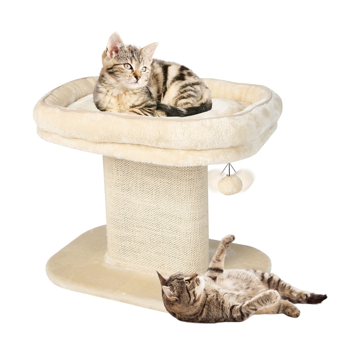 Modern Cat Tree Tower with Large Plush Perch and Sisal Scratching Plate-Beige-Cat Trees & Scratchers-DECOROLALA