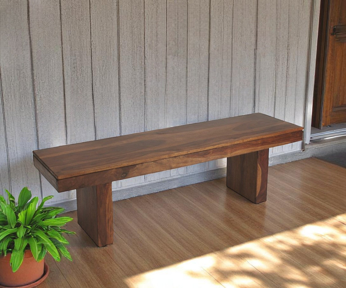 Modern Chunky Solid Wood Bench-Outdoor Benches-DECOROLALA
