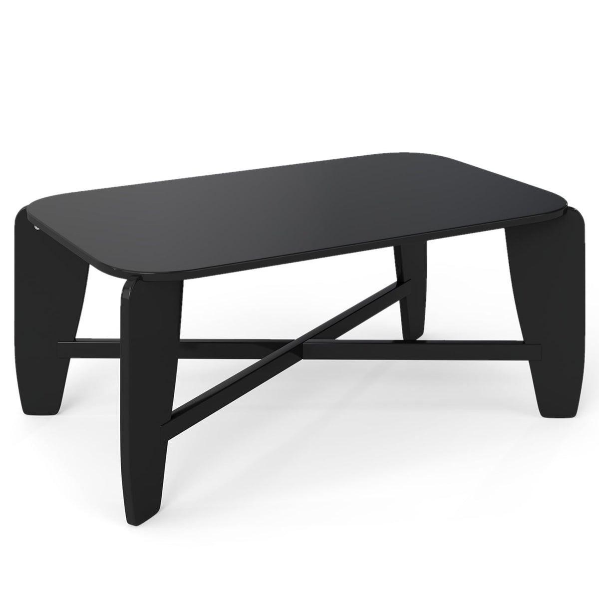 Modern Coffee Table with Rubber Wood Cross-Leg Base Rectangular Center Table-Black-Coffee Tables-DECOROLALA