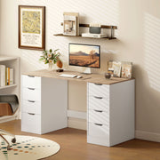 Modern Computer Desk with 8 Drawers - 55" White/Natural-Office Products > Office Furniture > Office Desks & Work Stations > Computer Desks-DECOROLALA