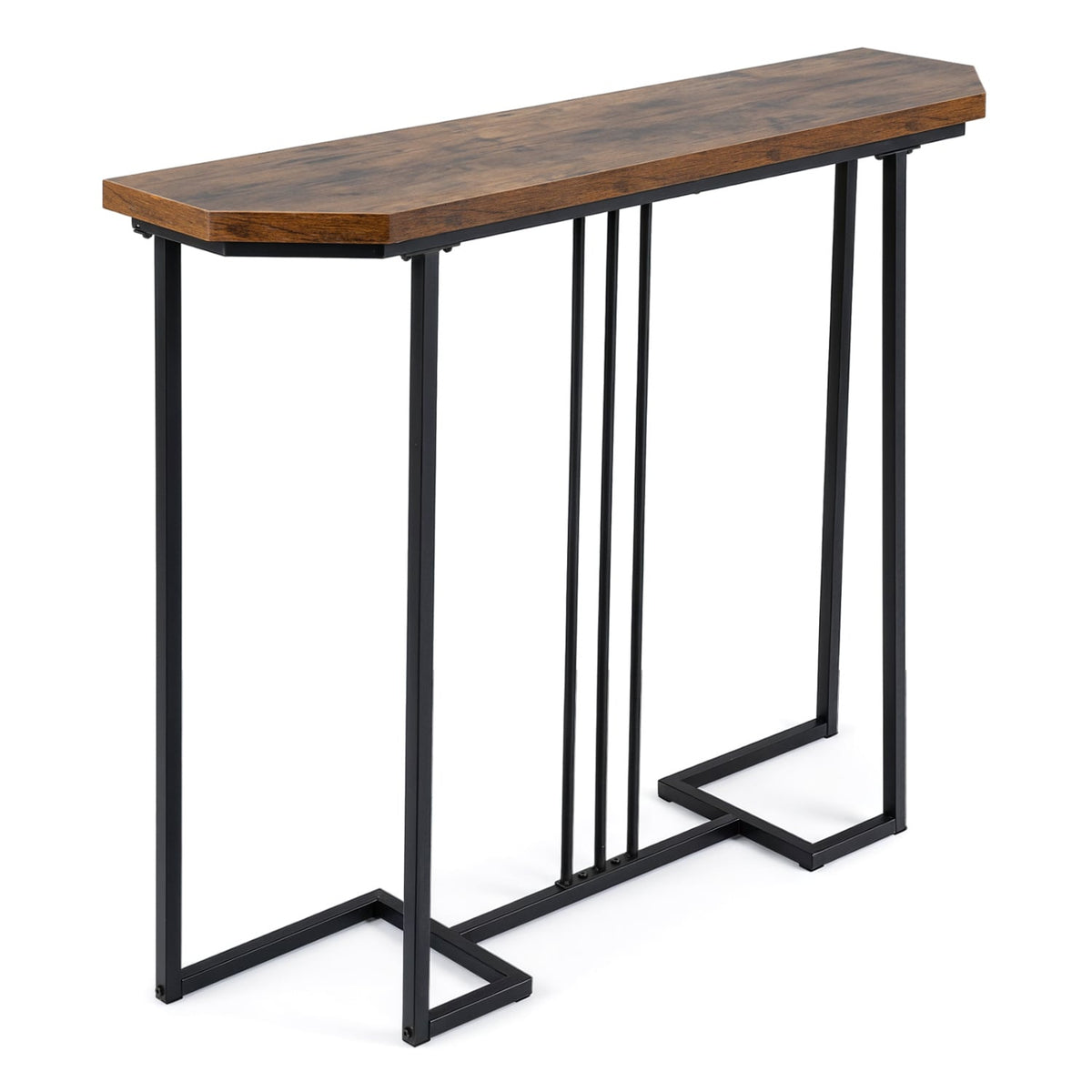 Modern Console Table Narrow Entryway Table with Metal Legs-Rustic Brown-Console Tables-DECOROLALA