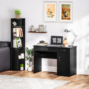 Modern Corner Computer Desk and Bookcase Set - Black-Office Products > Office Furniture > Office Desks & Work Stations > Computer Desks-DECOROLALA