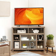 Modern Corner TV Stand for TVs up to 48 Inch - Natural Engineered Wood-Entertainment Centers & TV Stands-DECOROLALA
