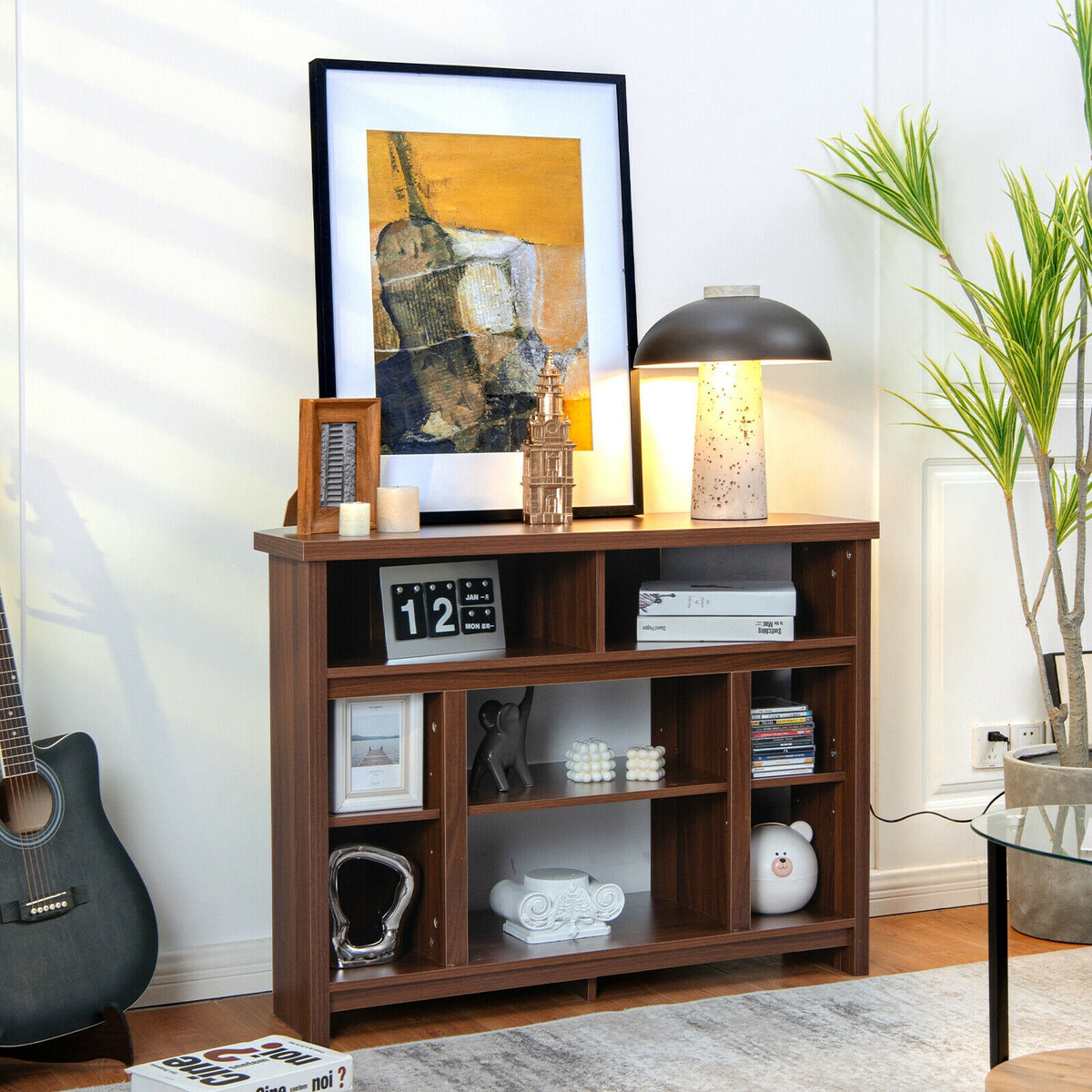 Modern Corner TV Stand with Adjustable Shelves for TVs up to 48 Inch-Coffee-Entertainment Centers & TV Stands-DECOROLALA