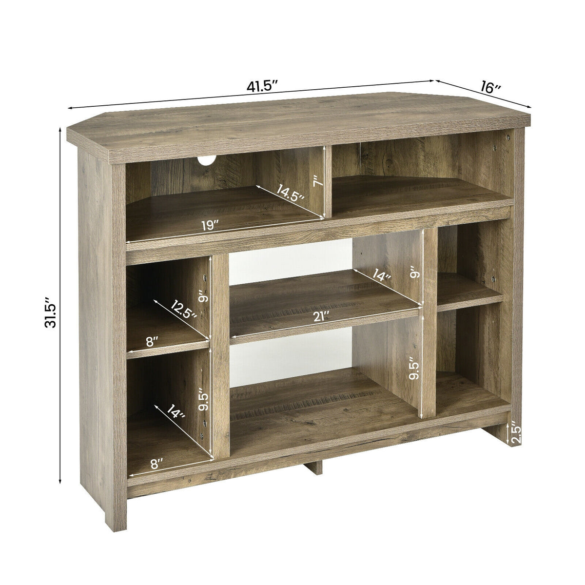 Modern Corner TV Stand with Adjustable Shelves for TVs up to 48 Inch-Natural-Entertainment Centers & TV Stands-DECOROLALA