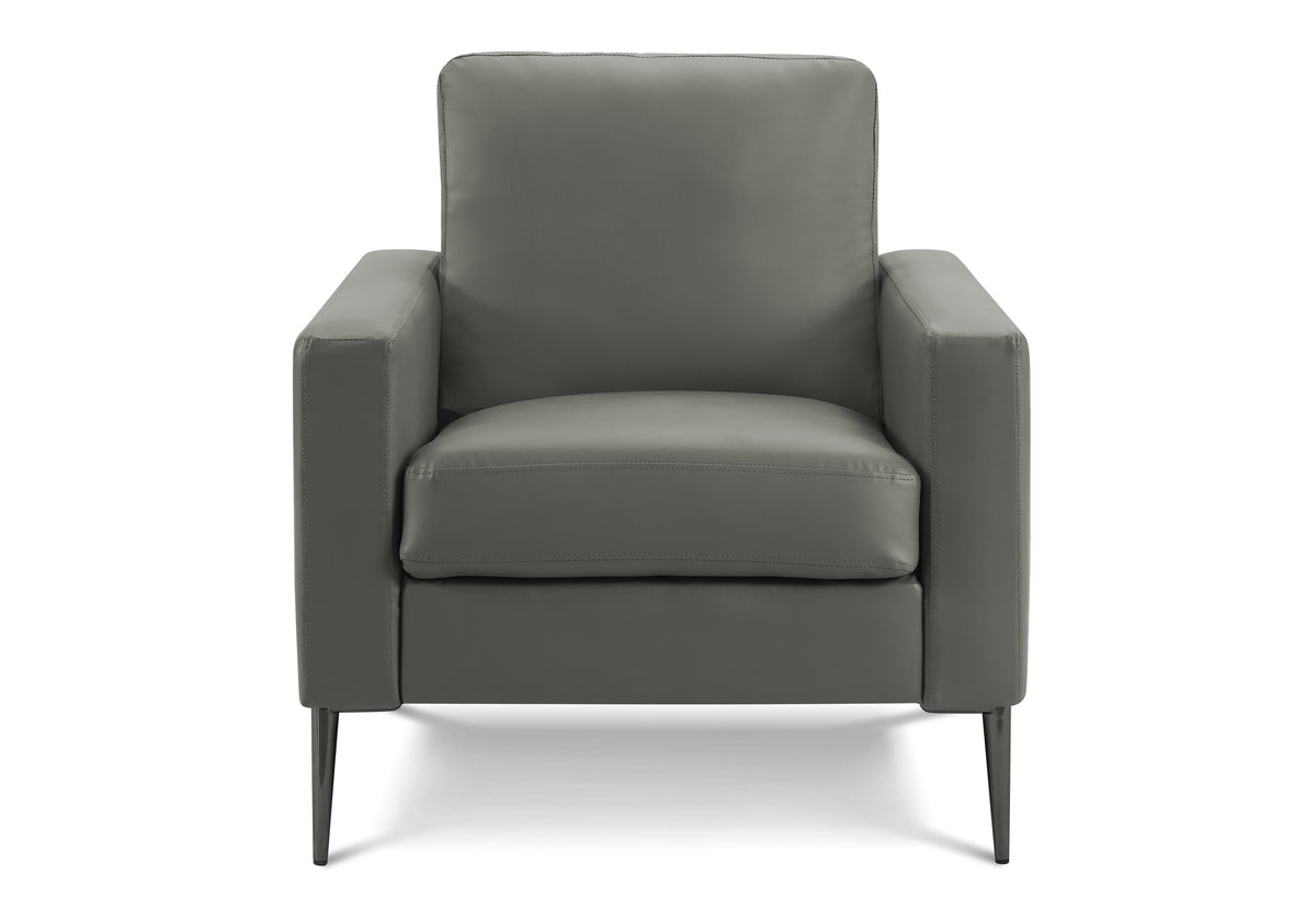 Modern Dark Grey Leather Look Accent Chair - 32" Wide-Accent Chairs-DECOROLALA