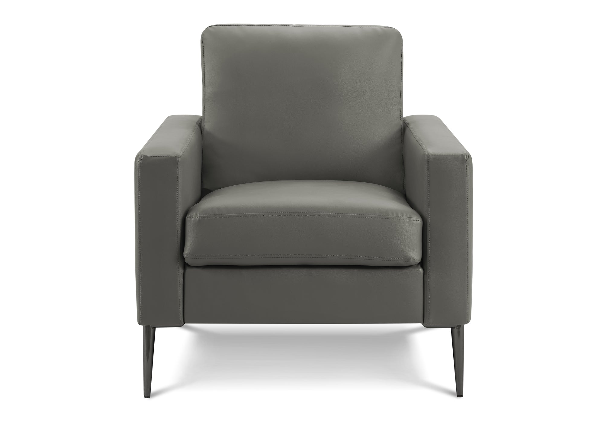 Modern Dark Grey Leather Look Accent Chair - 32" Wide-Accent Chairs-DECOROLALA