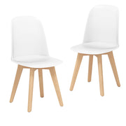 Modern Dining Chair Set of 2 with Solid Beech Wood Legs and Tilt Backrest-White-Dining Chairs-DECOROLALA