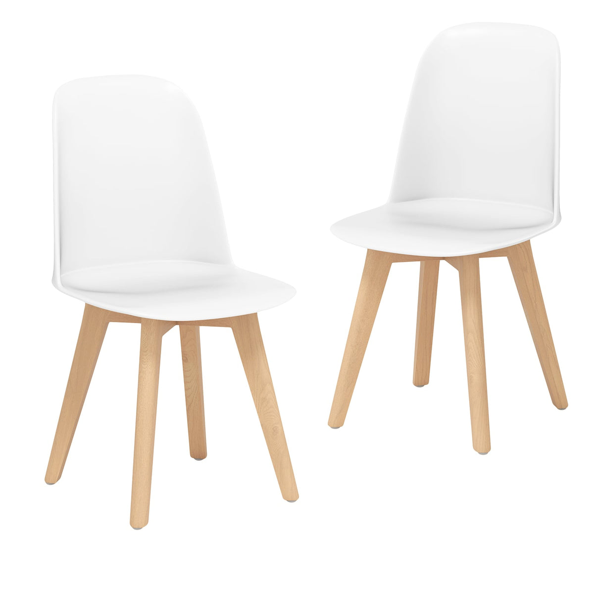 Modern Dining Chair Set of 2 with Solid Beech Wood Legs and Tilt Backrest-White-Dining Chairs-DECOROLALA