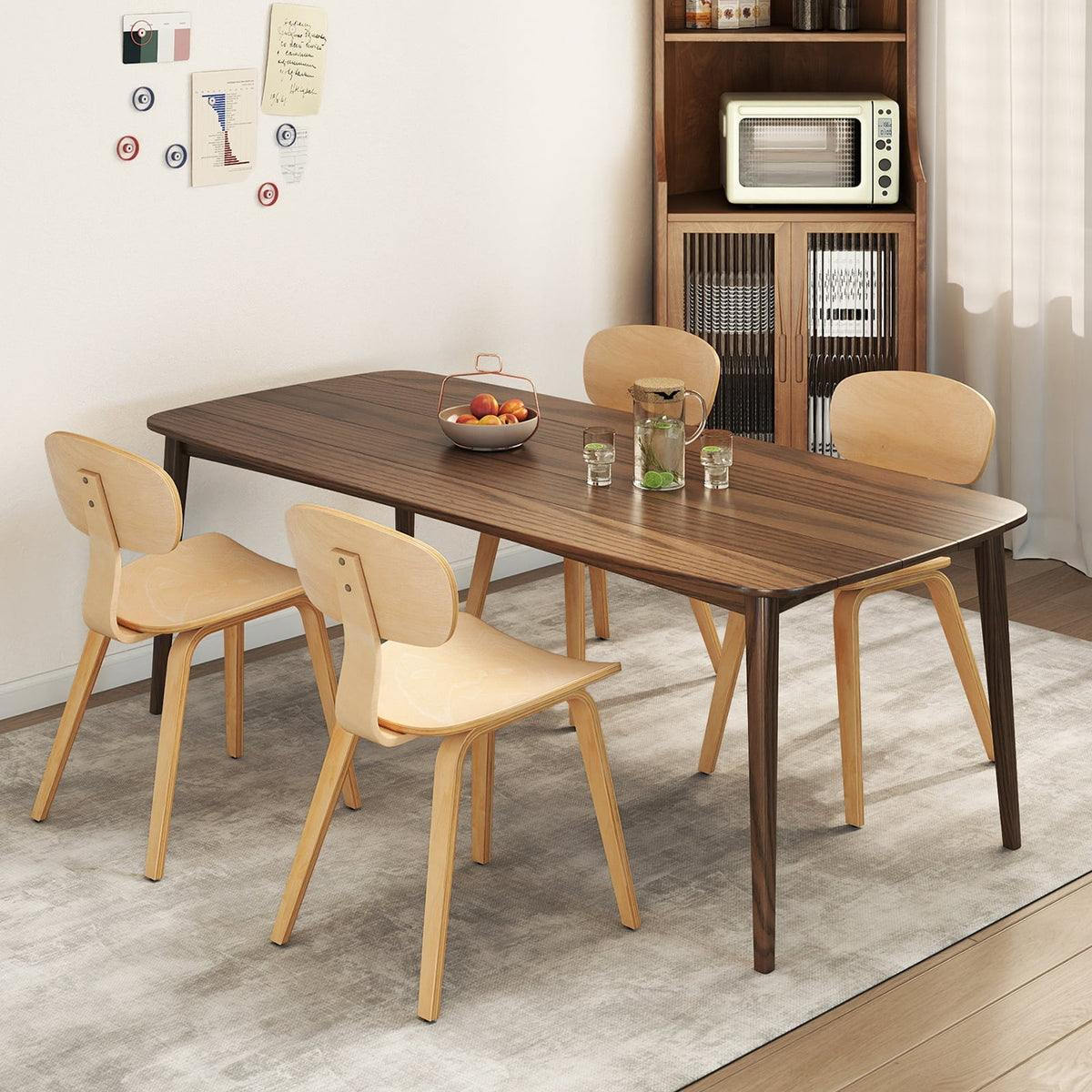 Modern Dining Chair Set of 2 with Wide Seat-Natural-Dining Chairs-DECOROLALA