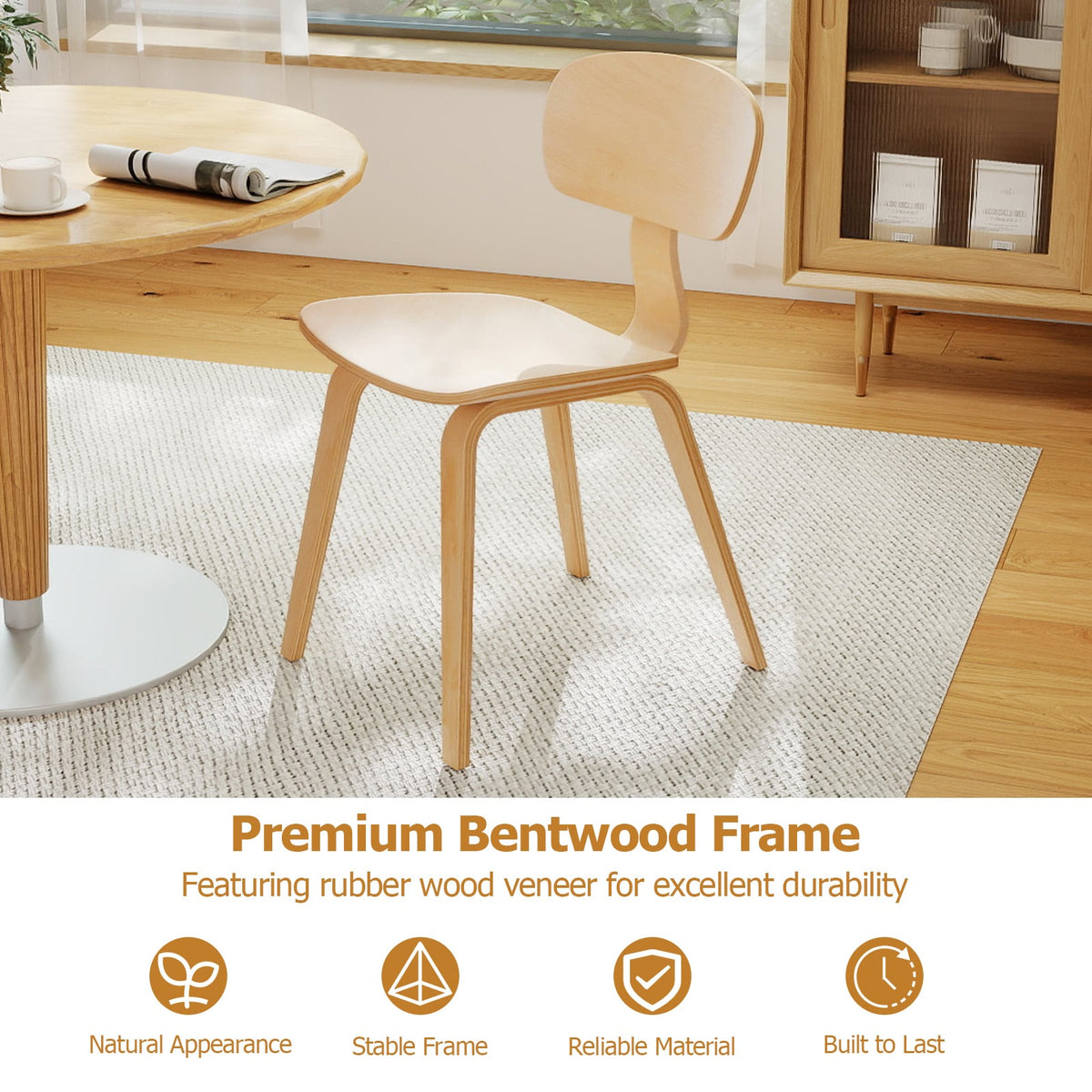 Modern Dining Chair Set of 2 with Wide Seat-Natural-Dining Chairs-DECOROLALA