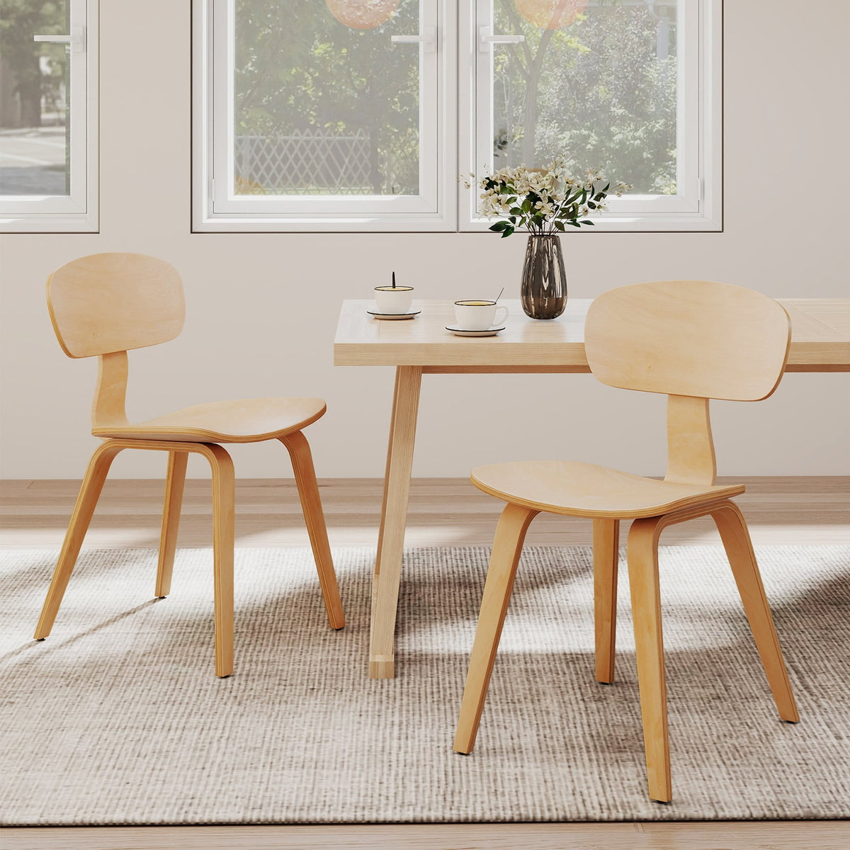 Modern Dining Chair Set of 4 with Wide Seat-Natural-Dining Chairs-DECOROLALA