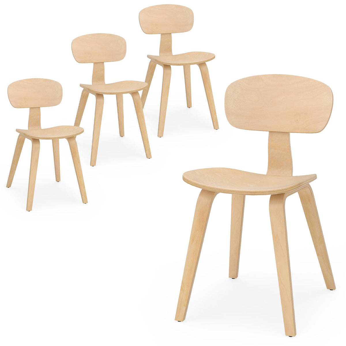 Modern Dining Chair Set of 4 with Wide Seat-Natural-Dining Chairs-DECOROLALA