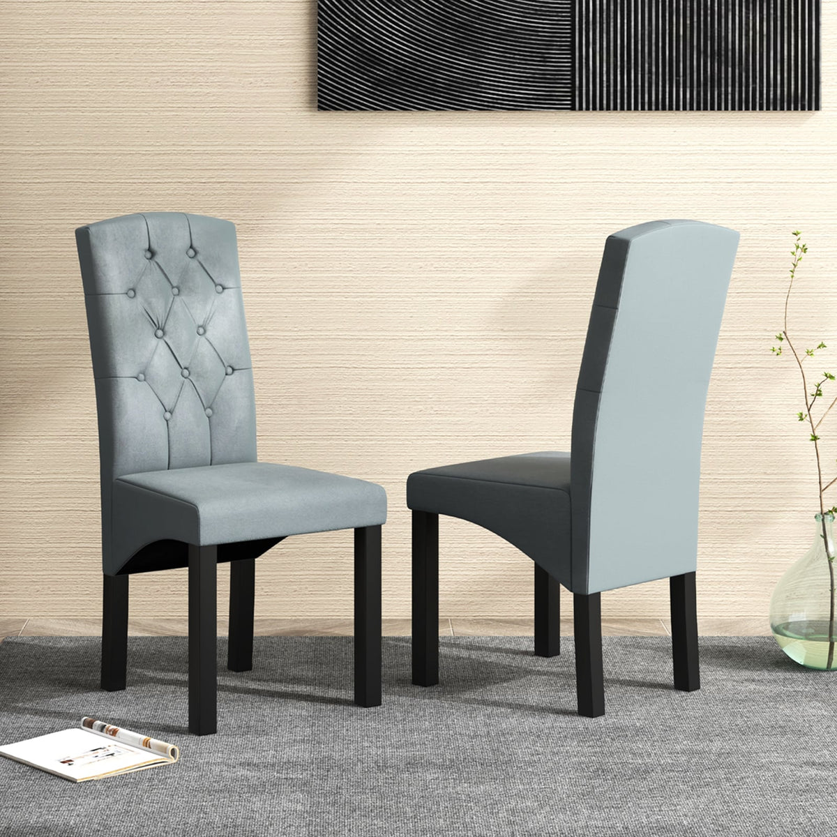 Modern Dining Chair with High Backrest High-density Sponge Cushion-Dark Gray-Dining Chairs-DECOROLALA