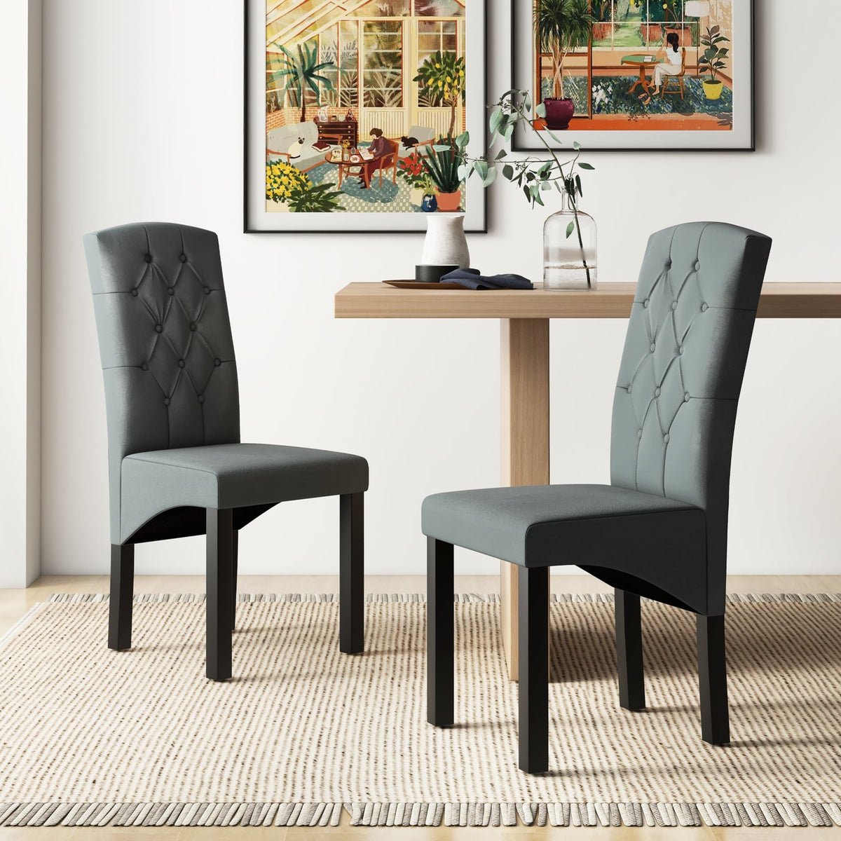 Modern Dining Chair with High Backrest High-density Sponge Cushion-Dark Gray-Dining Chairs-DECOROLALA